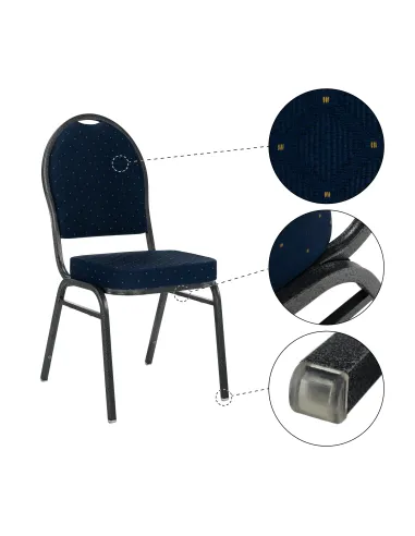 Scaun stivuitor JEFF 3 NEW, birou/eveniment, 45.5x56.5x93 cm, material textil albastru/cadru metalic gri | MobilaOK