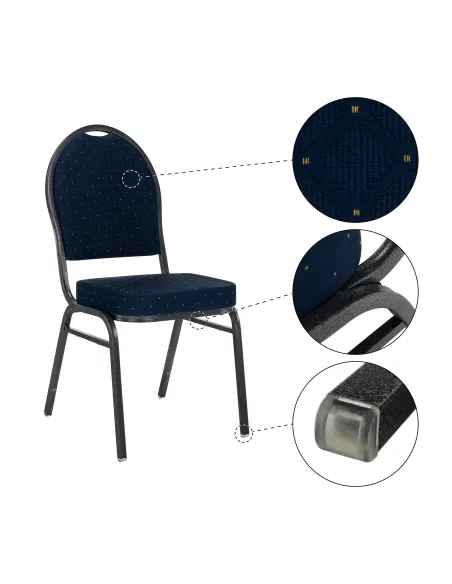 Scaun stivuitor JEFF 3 NEW, birou/eveniment, 45.5x56.5x93 cm, material textil albastru/cadru metalic gri | MobilaOK