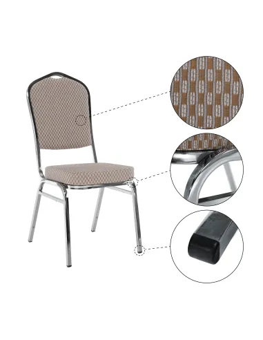 Scaun stivuitor ZINA 3 NEW, conferinte/restaurant, 44x60x95 cm, Tesatura/Metal | MobilaOK