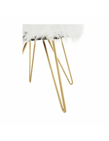 Taburet JAMINA, living, 35x42x35 cm, blană artificială/metal | MobilaOK