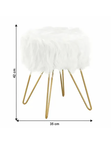 Taburet JAMINA, living, 35x42x35 cm, blană artificială/metal | MobilaOK
