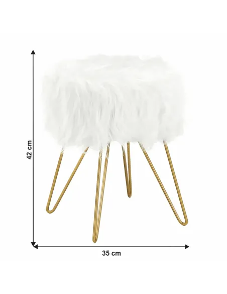 Taburet JAMINA, living, 35x42x35 cm, blană artificială/metal | MobilaOK