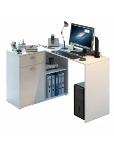 Masă PC de colț KALIMERO birou 120x75.6x90 cm PAL melaminat alb | MobilaOK