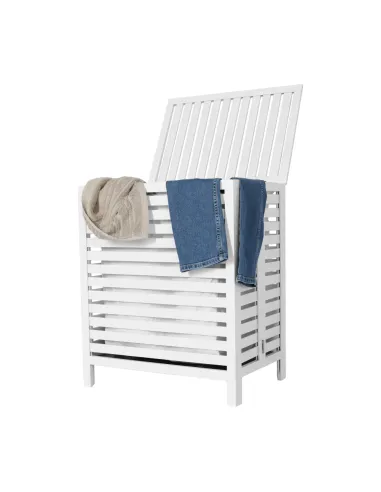 Coș de rufe, MENORK, dormitor/hol, 60x60x46 cm, bambus și textil | MobilaOK