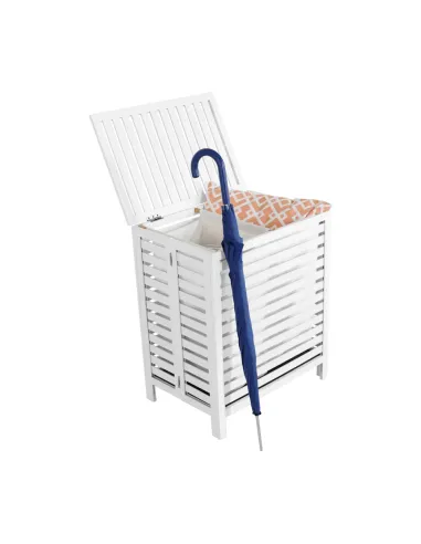 Coș de rufe, MENORK, dormitor/hol, 60x60x46 cm, bambus și textil | MobilaOK