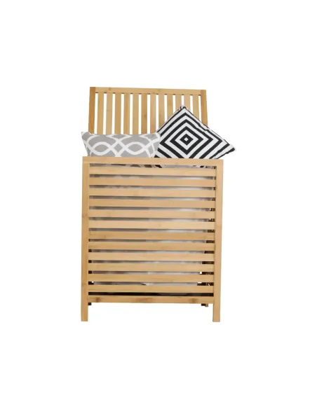 Coș de rufe, MENORK, dormitor/baie, 50x35x60 cm, bambus și textil | MobilaOK