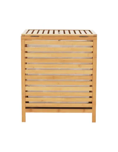 Coș de rufe, MENORK, dormitor/baie, 50x35x60 cm, bambus și textil | MobilaOK