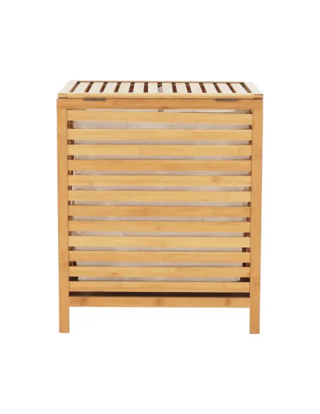 Coș de rufe, MENORK, dormitor/baie, 50x35x60 cm, bambus și textil | MobilaOK