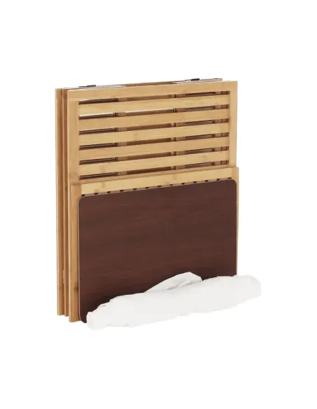 Coș de rufe, MENORK, dormitor/baie, 50x35x60 cm, bambus și textil | MobilaOK