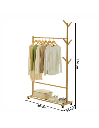 Stander haine VIKIR TYP 1, dressing/hol, 60x180x37 cm, Bambus | MobilaOK