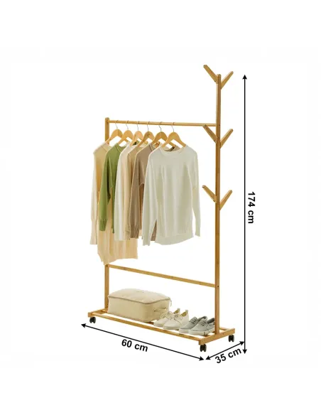 Stander haine VIKIR TYP 1, dressing/hol, 60x180x37 cm, Bambus | MobilaOK