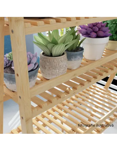 Raft, NEPEL, living/bucătărie/balcon, 70x40x96 cm, bambus natural | MobilaOK