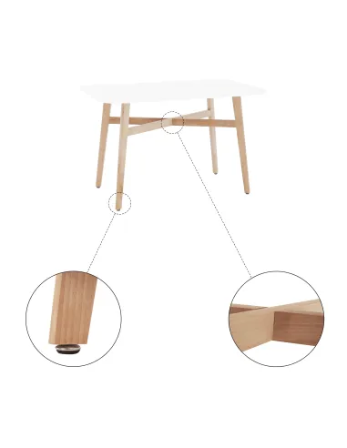 Masă Dining CYRUS 2 NEW, sufragerie, 120x80 cm, MDF și lemn masiv | MobilaOK