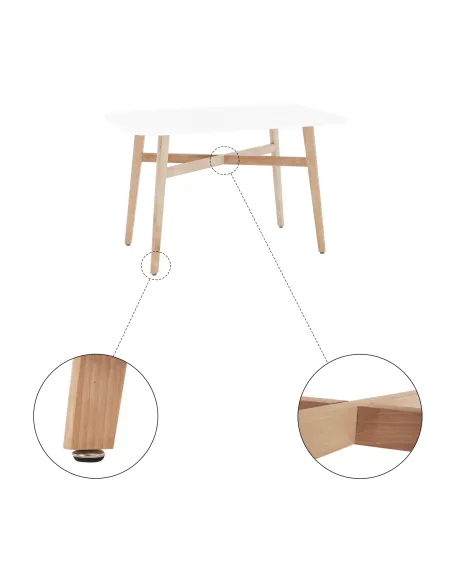 Masă Dining CYRUS 2 NEW, sufragerie, 120x80 cm, MDF și lemn masiv | MobilaOK