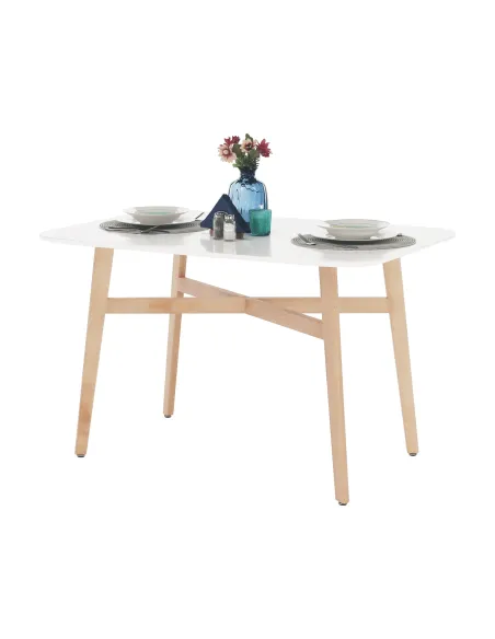 Masă Dining CYRUS 2 NEW, sufragerie, 120x80 cm, MDF și lemn masiv | MobilaOK