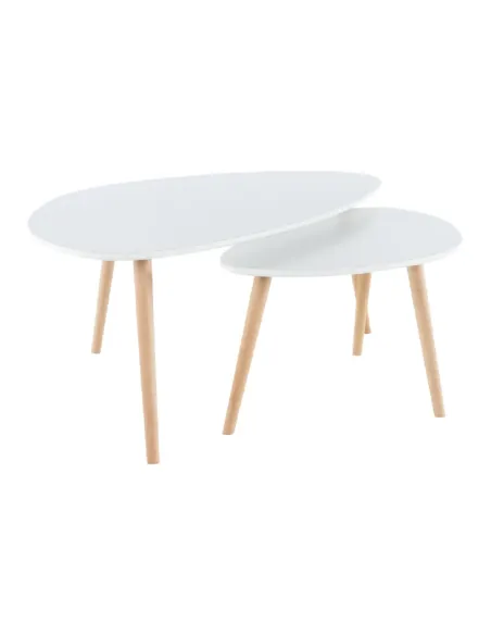 Set 2 Măsuțe Cafea, FOLKO NEW, living/birou, grosime 18 mm, PAL/fag natural, KONDELA | MobilaOK