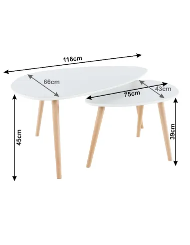 Set 2 Măsuțe Cafea, FOLKO NEW, living/birou, grosime 18 mm, PAL/fag natural, KONDELA | MobilaOK