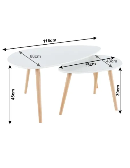 Set 2 Măsuțe Cafea, FOLKO NEW, living/birou, grosime 18 mm, PAL/fag natural, KONDELA | MobilaOK