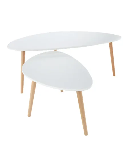 Set 2 Măsuțe Cafea, FOLKO NEW, living/birou, grosime 18 mm, PAL/fag natural, KONDELA | MobilaOK