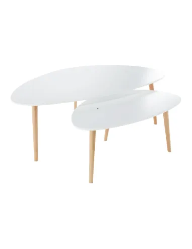 Set 2 Măsuțe Cafea, FOLKO NEW, living/birou, grosime 18 mm, PAL/fag natural, KONDELA | MobilaOK