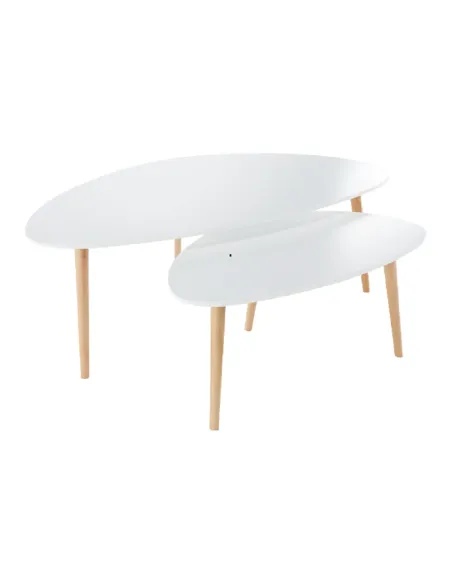 Set 2 Măsuțe Cafea, FOLKO NEW, living/birou, grosime 18 mm, PAL/fag natural, KONDELA | MobilaOK