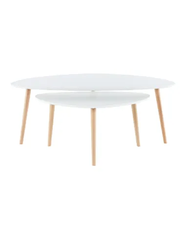 Set 2 Măsuțe Cafea, FOLKO NEW, living/birou, grosime 18 mm, PAL/fag natural, KONDELA | MobilaOK