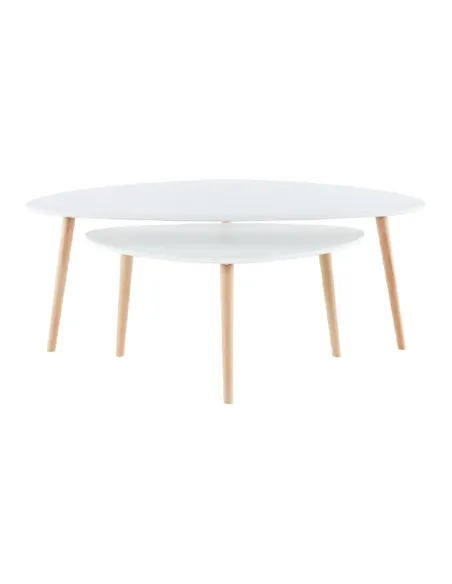 Set 2 Măsuțe Cafea, FOLKO NEW, living/birou, grosime 18 mm, PAL/fag natural, KONDELA | MobilaOK