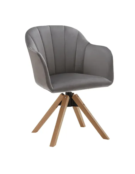 Fotoliu rotativ DALIO, birou, 58x82,5x61,5 cm, textil/lemn masiv | MobilaOK