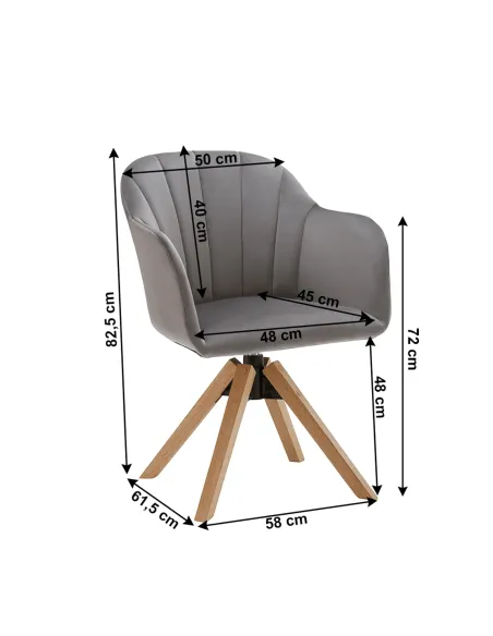 Fotoliu rotativ DALIO, birou, 58x82,5x61,5 cm, textil/lemn masiv | MobilaOK