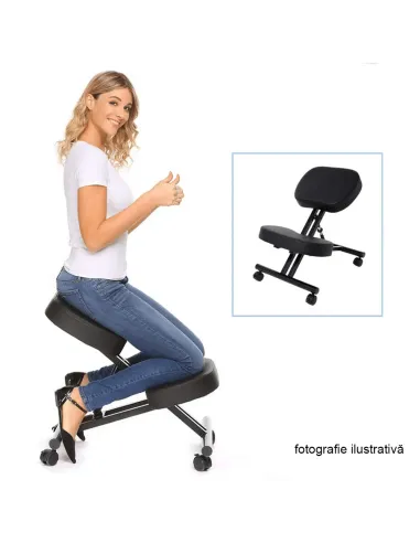 Scaun ergonomic de îngenunchiere KILIAN, birou, 45x62x52-62 cm, ţesătură şi metal | MobilaOK