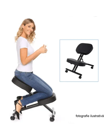 Scaun ergonomic de îngenunchiere KILIAN, birou, 45x62x52-62 cm, ţesătură şi metal | MobilaOK