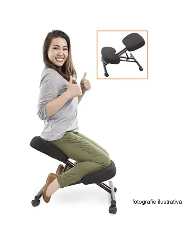 Scaun ergonomic de îngenunchiere KILIAN, birou, 45x62x52-62 cm, ţesătură şi metal | MobilaOK
