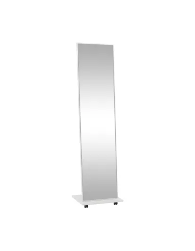 Oglindă cu roți NEPTUN, dormitor/hol, 40x168 cm, MDF alb | MobilaOK