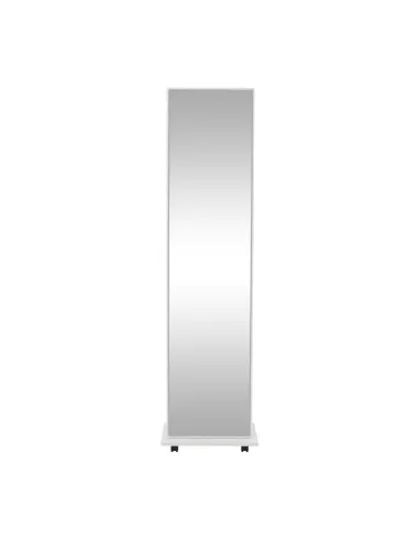 Oglindă cu roți NEPTUN, dormitor/hol, 40x168 cm, MDF alb | MobilaOK