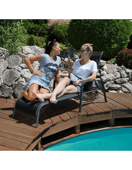 Șezlong ATREO, grădină/balcon, 64x161 cm, textil și metal, ATREO | MobilaOK