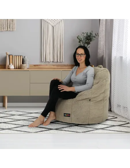 Fotoliu ALMERO living 75x75x75 cm, material textil maro deschis | MobilaOK