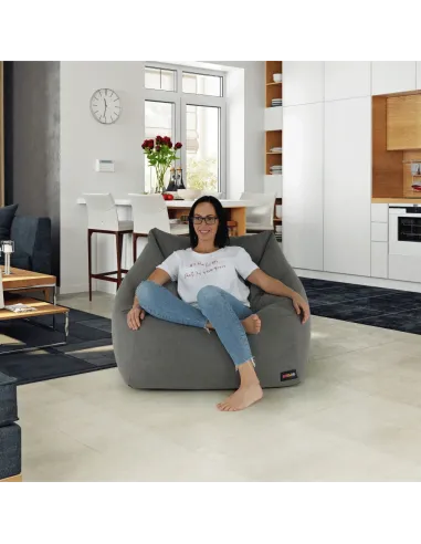 Fotoliu URASON, living, 80x80x80 cm, material textil gri | MobilaOK