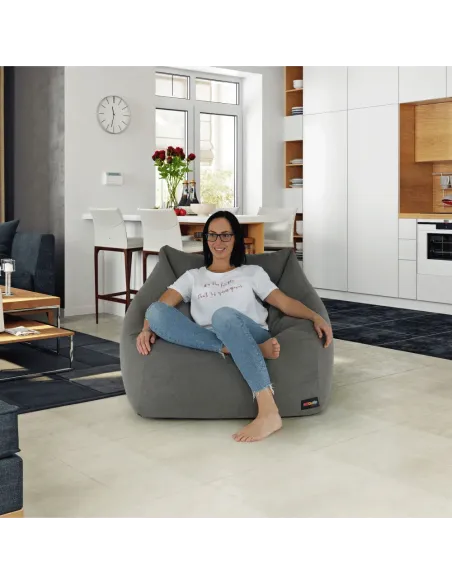 Fotoliu URASON, living, 80x80x80 cm, material textil gri | MobilaOK