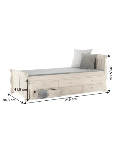 Pat, ANTIKO, dormitor/copii, 90x200, PAL/MDF, masiv | MobilaOK