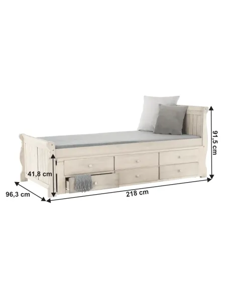 Pat, ANTIKO, dormitor/copii, 90x200, PAL/MDF, masiv | MobilaOK
