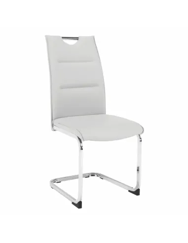 Scaun Dining TOSENA, gri deschis, pentru living/dining, 44x60.5x98 cm, piele eco și crom | MobilaOK