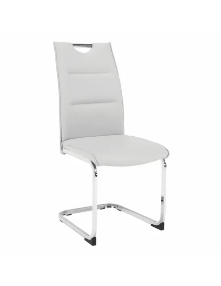 Scaun Dining TOSENA, gri deschis, pentru living/dining, 44x60.5x98 cm, piele eco și crom | MobilaOK