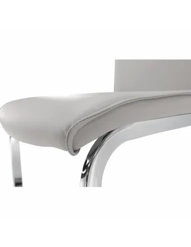 Scaun Dining TOSENA, gri deschis, pentru living/dining, 44x60.5x98 cm, piele eco și crom | MobilaOK