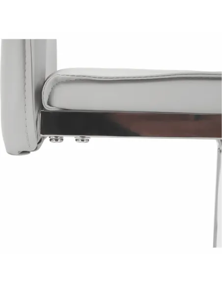 Scaun Dining TOSENA, gri deschis, pentru living/dining, 44x60.5x98 cm, piele eco și crom | MobilaOK