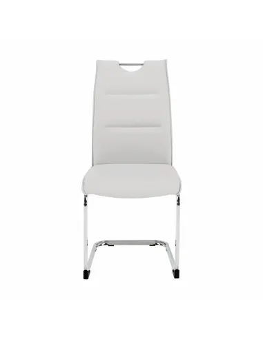 Scaun Dining TOSENA, gri deschis, pentru living/dining, 44x60.5x98 cm, piele eco și crom | MobilaOK