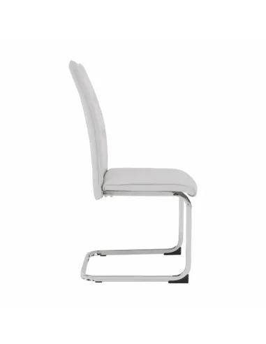 Scaun Dining TOSENA, gri deschis, pentru living/dining, 44x60.5x98 cm, piele eco și crom | MobilaOK