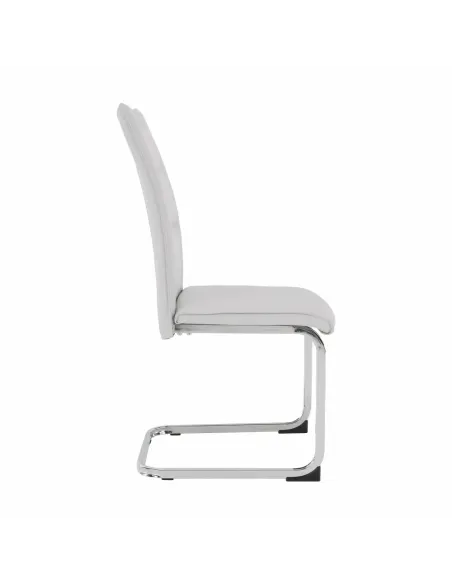 Scaun Dining TOSENA, gri deschis, pentru living/dining, 44x60.5x98 cm, piele eco și crom | MobilaOK
