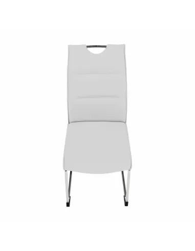 Scaun Dining TOSENA, gri deschis, pentru living/dining, 44x60.5x98 cm, piele eco și crom | MobilaOK