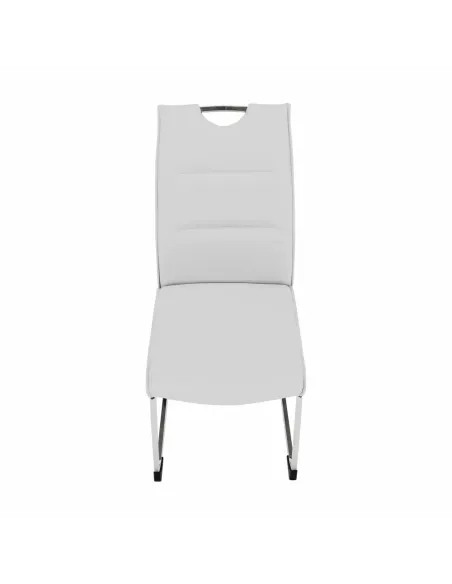 Scaun Dining TOSENA, gri deschis, pentru living/dining, 44x60.5x98 cm, piele eco și crom | MobilaOK