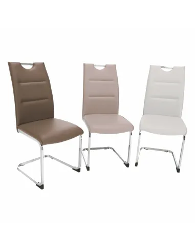 Scaun Dining TOSENA, gri deschis, pentru living/dining, 44x60.5x98 cm, piele eco și crom | MobilaOK